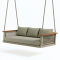 Huśtawka ogrodowa 200 x 80 x 65 cm z aluminium i plecionki syntetycznej w kolorze oliwkowym - wisząca sofa trzyosobowa