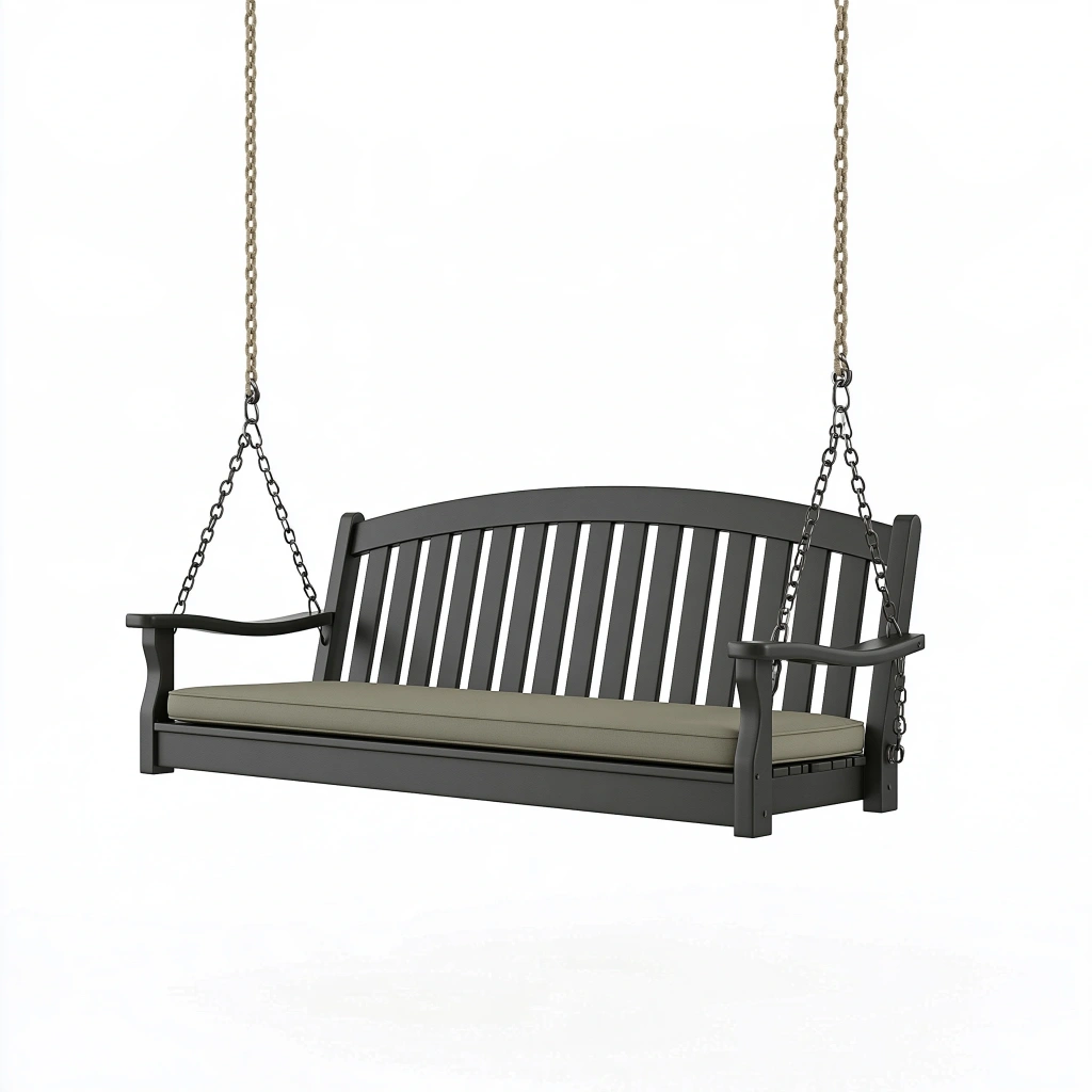 Huśtawka ogrodowa 160 x 65 x 60 cm z drewna i metalu ciemnoszara z siedziskiem klasyczna