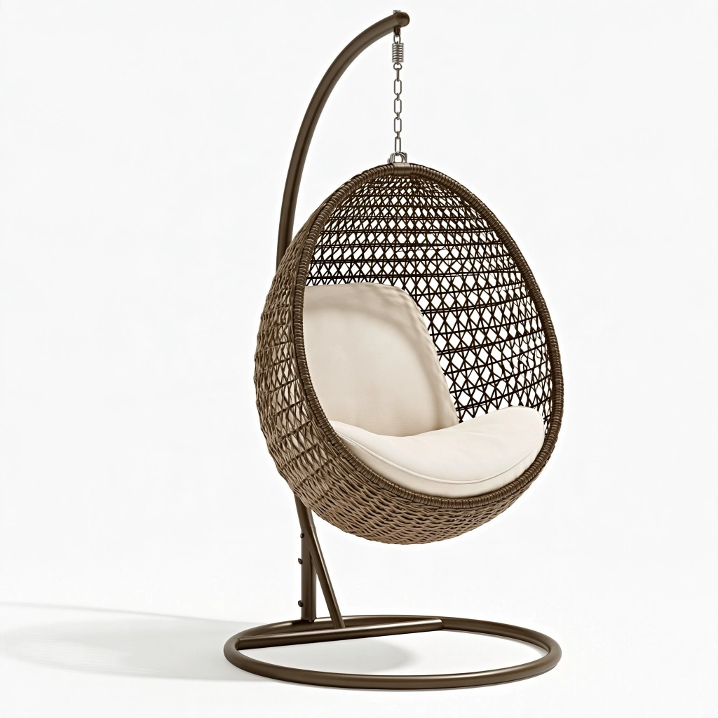 Fotel wiszący 105 x 195 cm z technorattanu brązowy boho do relaksu