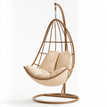 Fotel wiszący 105 x 105 x 195 cm metalowy brązowo-beżowy do wnętrz w stylu boho
