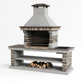 Grill ogrodowy murowany 200x70x220 cm betonowy szary ze zlewem
